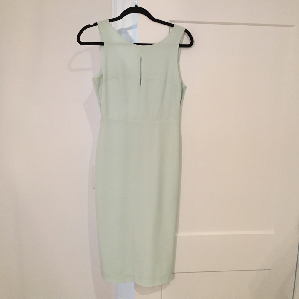 Mint green cocktail dress.